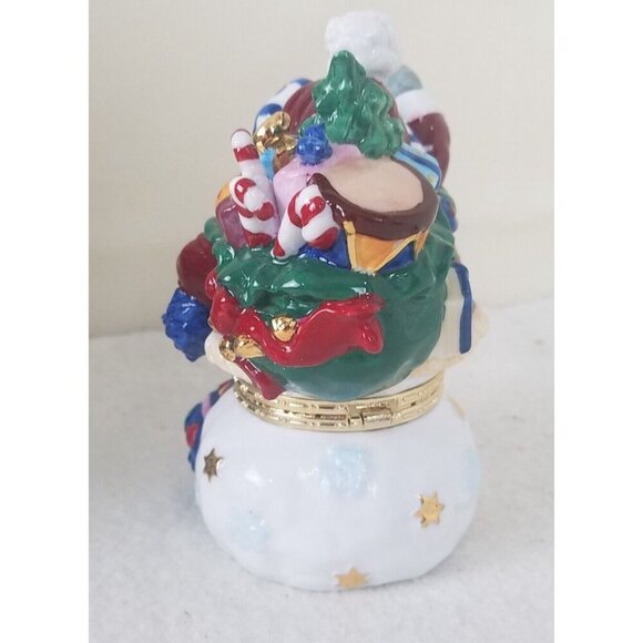 Traditions Porcelain Snowman Decorative Keepsake Trinket Box Gold Trim hinged - Picture 8 of 13